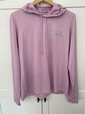 Vineyard Vines Pink Whale Logo Athletic Performance Hoodie Thumb Hole Sz‎ Medium